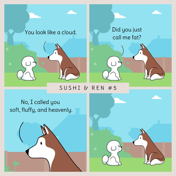 Two dogs sharing a funny conversation in a colorful animal comic from a popular community series.