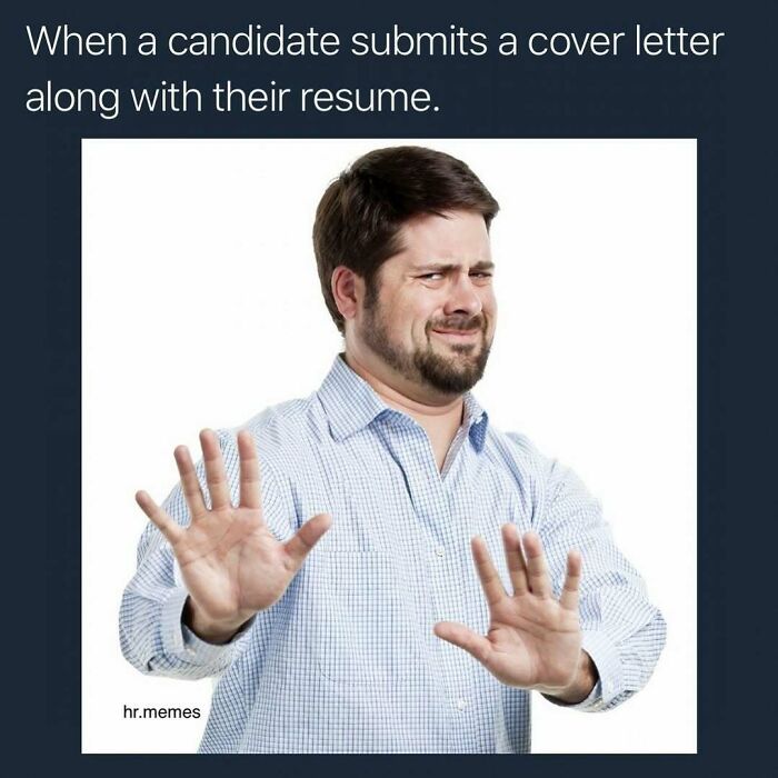 Man in checkered shirt making a hesitant gesture, illustrating the chaos of working in human resources humor.