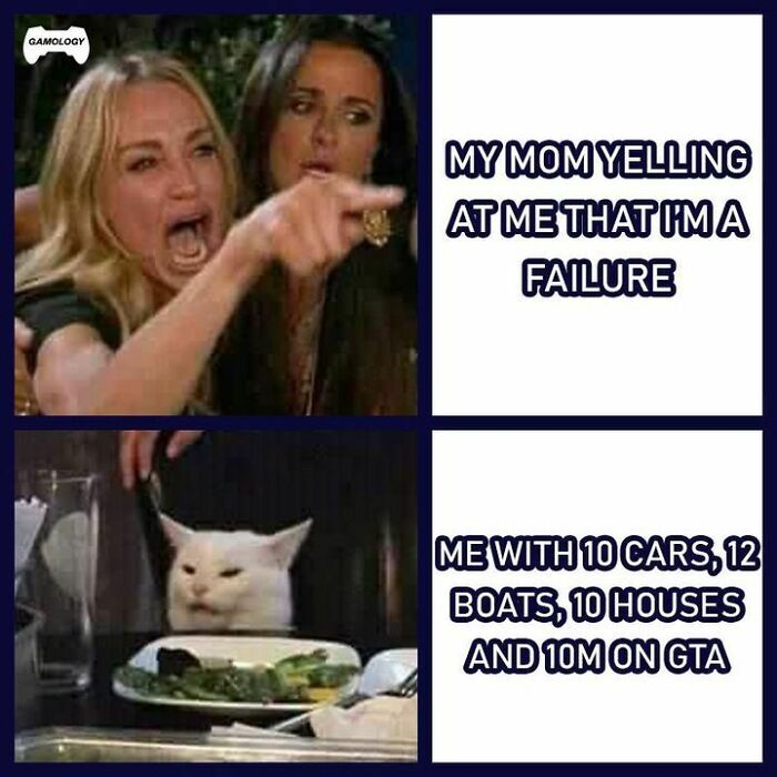 Woman angrily yelling at cat meme with text about gaming success, perfect for funny memes for dads who just want to game in peace.