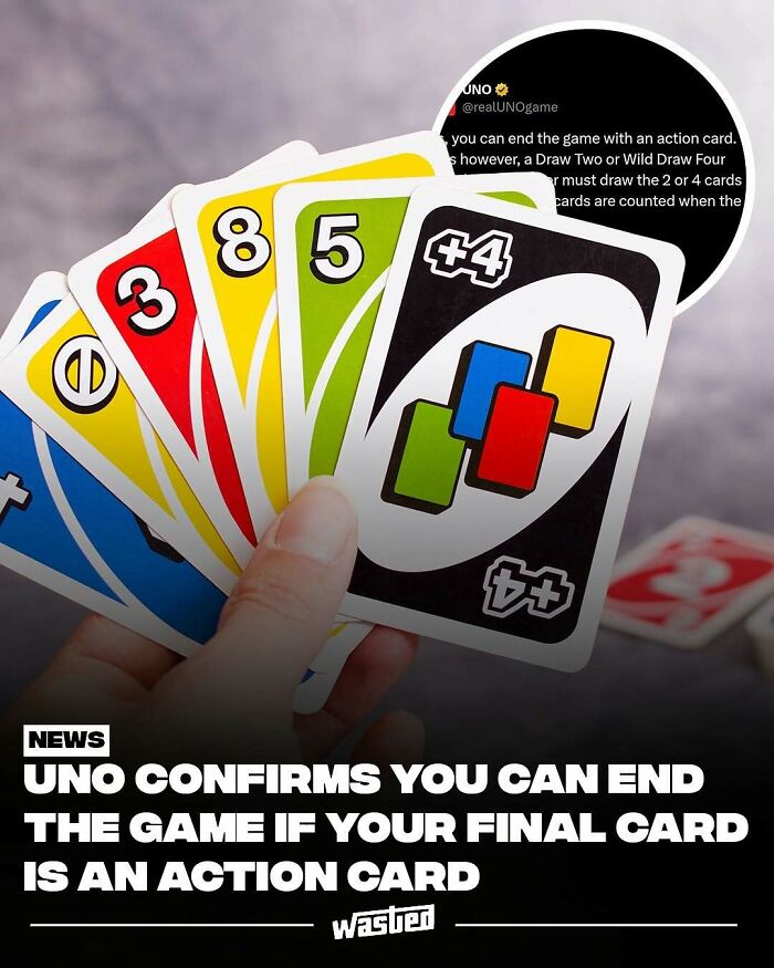 Hand holding colorful UNO cards including action cards, illustrating fun facts about the popular card game.
