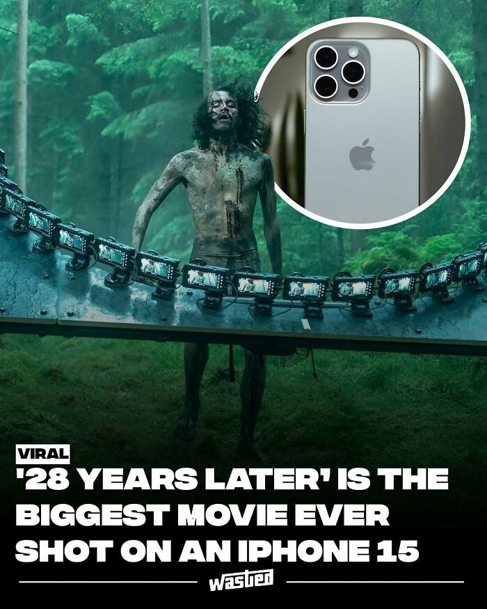 Man covered in dirt standing behind multiple iPhones filming scene, illustrating fun facts about new things and technology.