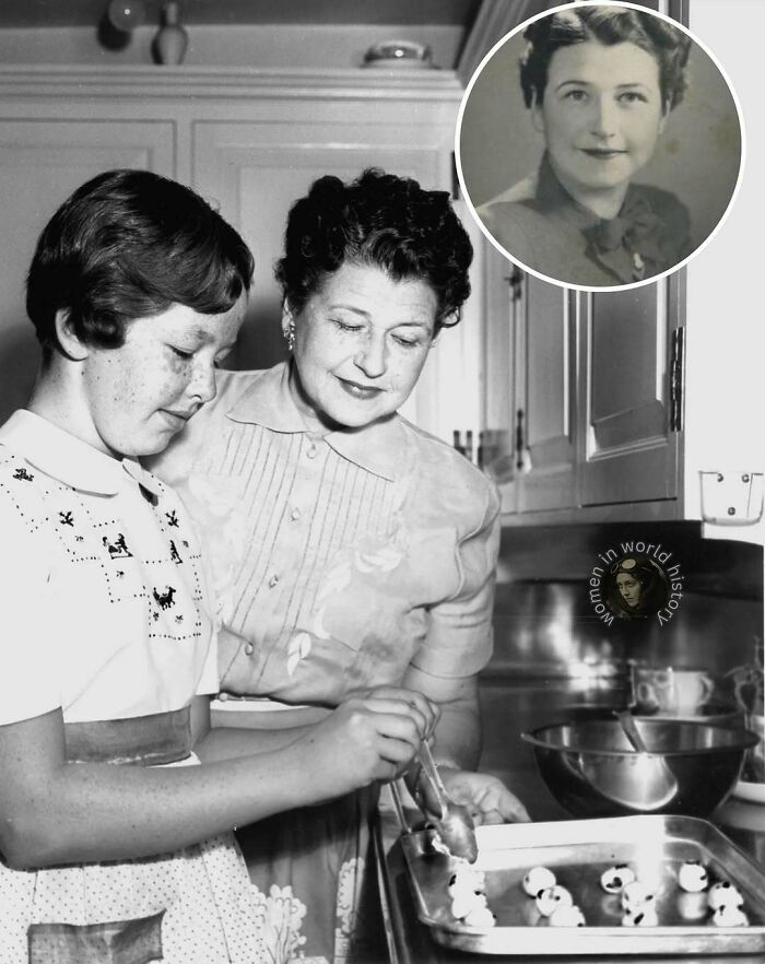 Black and white photo of two women baking in a kitchen, highlighting overlooked women and their important achievements in history.