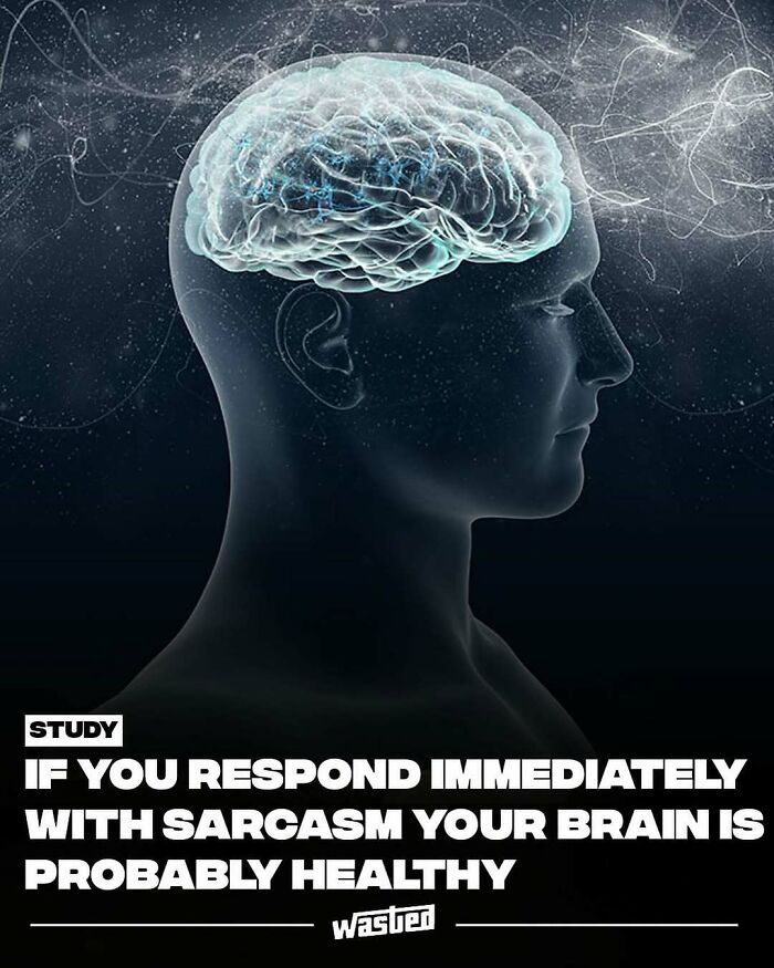 Illustration of a brain inside a head showing neural activity with fun facts about brain health.