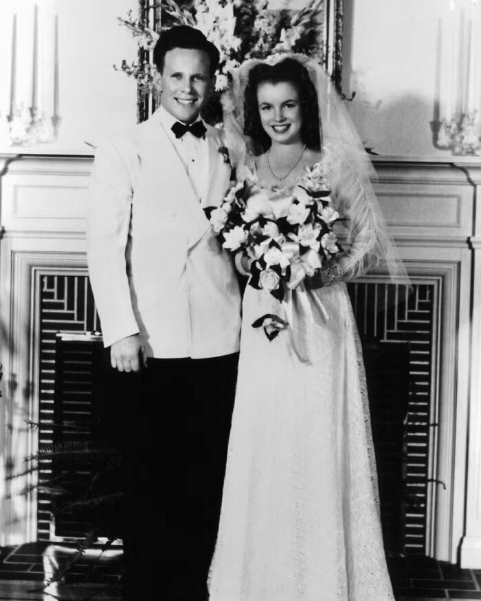 Vintage black and white photo of a bride and groom on their wedding day, representing overlooked women in history achievements.