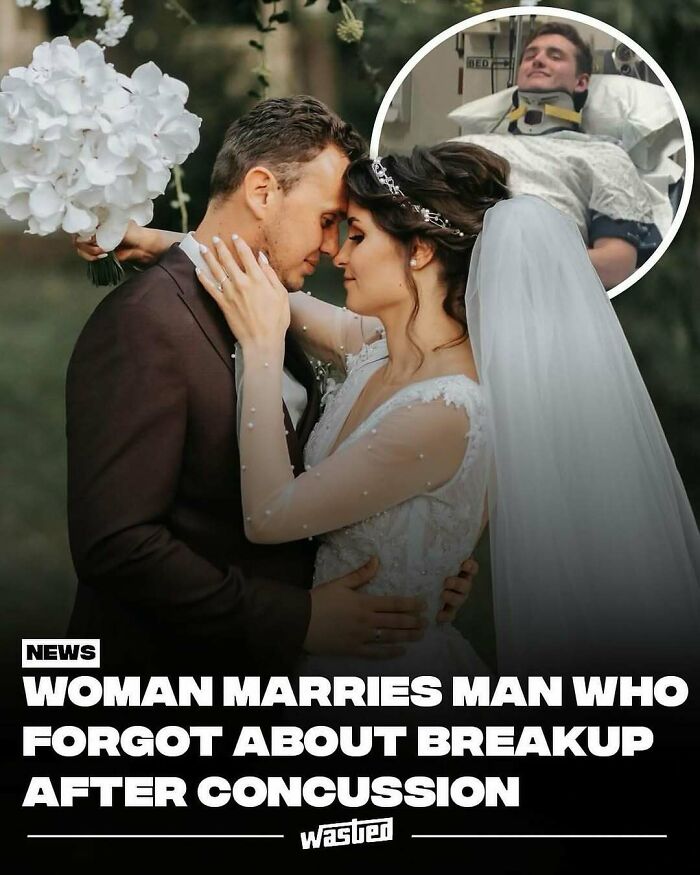 Bride and groom embrace on wedding day, highlighted by popular page with 18.2M followers sharing fun facts and new things.