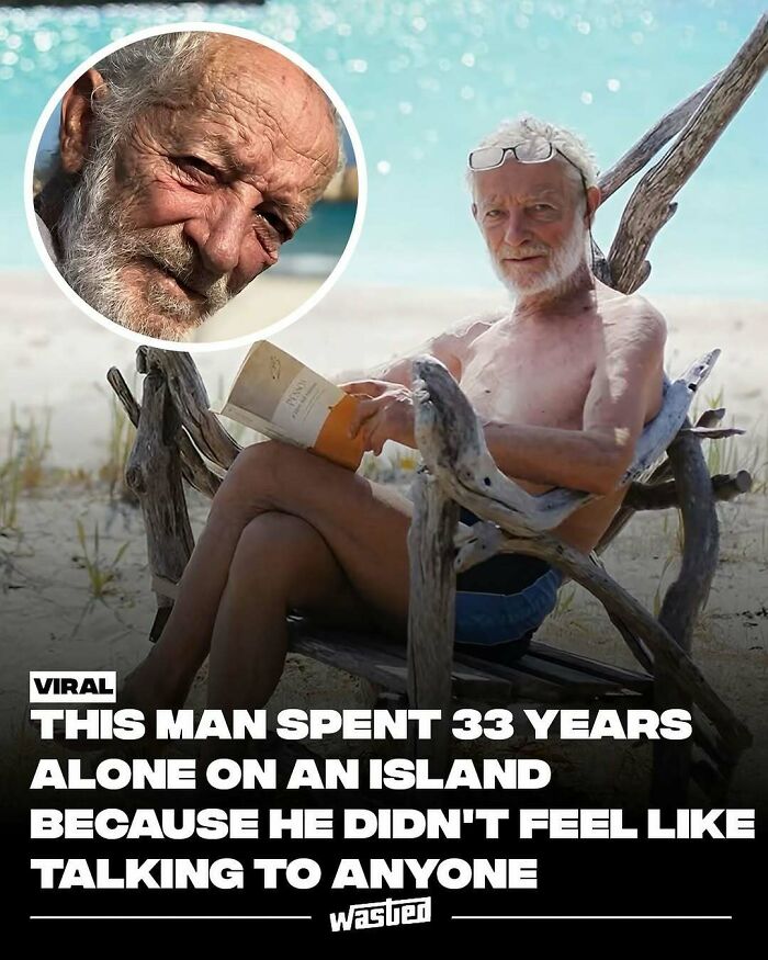 Elderly man reads on a beach, illustrating unique facts and new things shared by 18.2M people following the page.