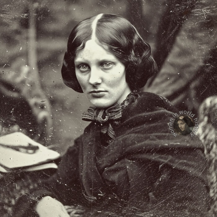 Black and white portrait of a 19th-century woman, representing overlooked women in history and their achievements.