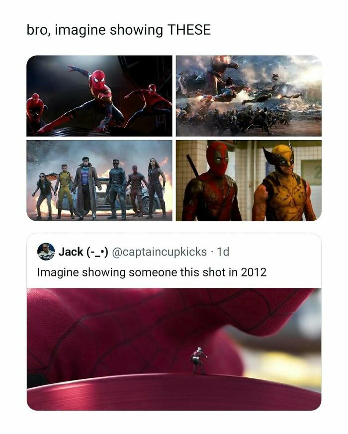 Movie memes showing iconic superhero scenes and characters, highlighting funny and interesting movie moments.