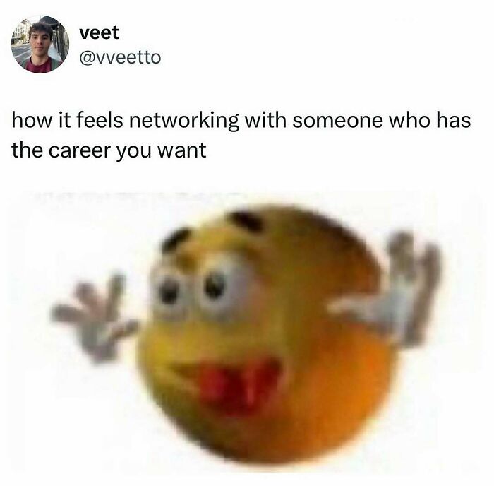 A funny meme showing a blurry smiling emoji with hands, illustrating entertaining posts and memes to fight boredom.