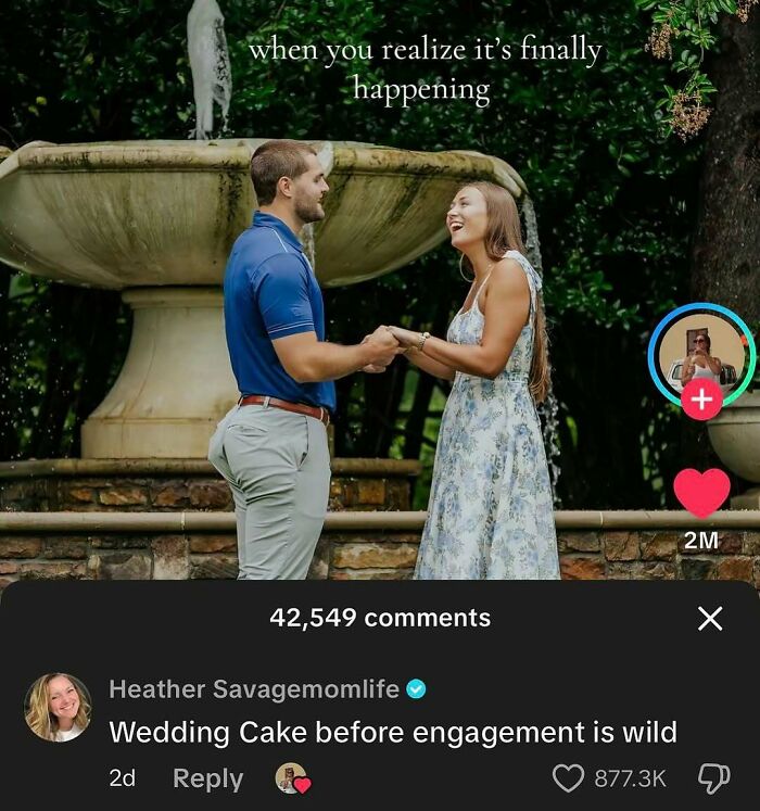 Couple holding hands happily by a fountain, featured in entertaining posts and memes to fight boredom and sadness.
