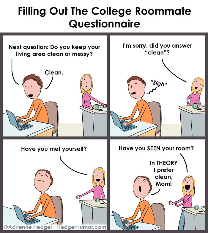 Comic about the struggles of keeping a clean living area, highlighting relatable parenting and kid raising humor.