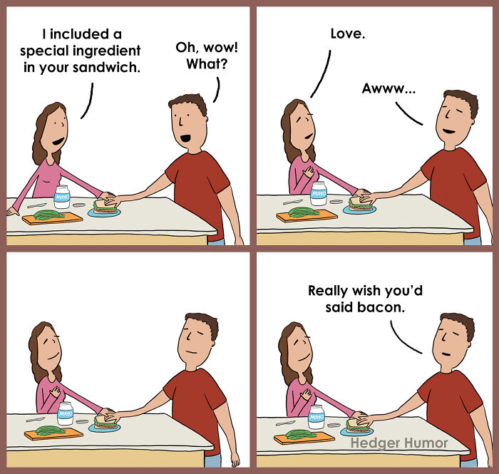 Comic strip showing relatable moments about the joys and struggles of raising kids with humor and love.