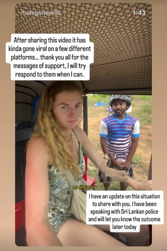 Woman revealing disturbing truth about solo traveling with local man&rsquo;s vile act recorded outdoors in casual setting.