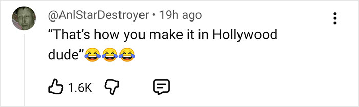 Social media comment reacting to Glen Powell&rsquo;s viral blunder during interview about Hollywood&rsquo;s dark side.