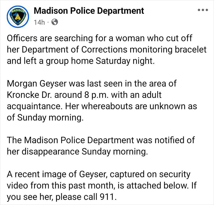 Madison Police Department alert searching for slender man attacker who cut off police tag to escape after manhunt. Madison Police Department alert searching for slender man attacker who cut off police tag to escape after manhunt.