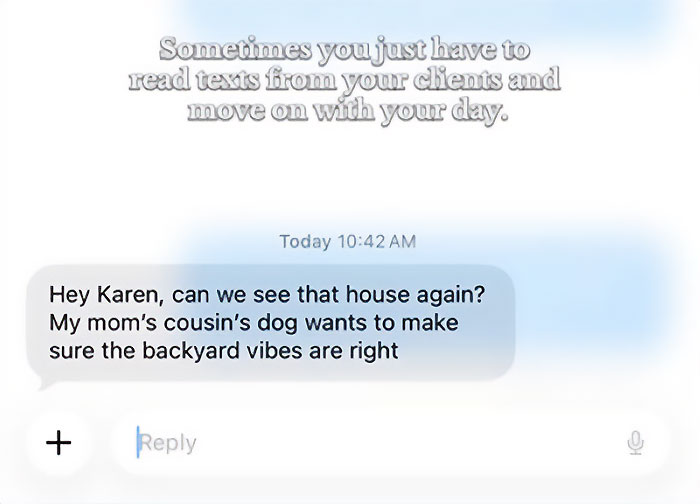 Text message example showing an entitled client request, illustrating client texts that had to be shamed online.