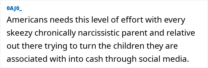 Comment highlighting the need to address parents posting children’s images online and their social media impact. Comment highlighting the need to address parents posting children’s images online and their social media impact.