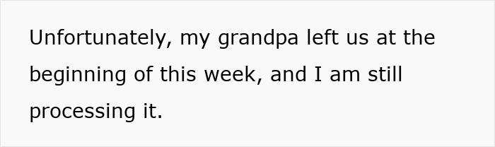 Text stating a personal loss with no visual elements, related to mom affair college money dad context.