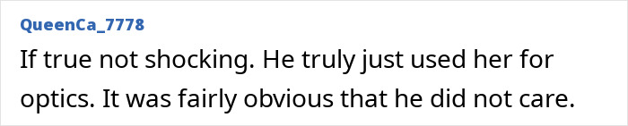 User comment in black text, discussing opinions about relationship motives, on a white background with blue username QueenCa_7778. User comment in black text, discussing opinions about relationship motives, on a white background with blue username QueenCa_7778.