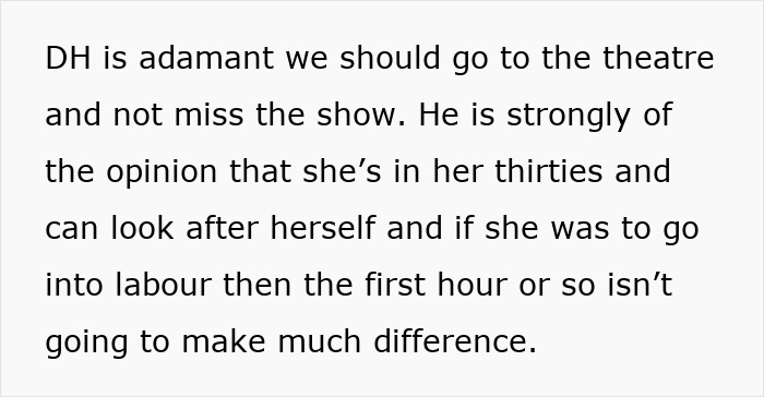 Husband insists on going to the theatre despite pregnant daughter&rsquo;s condition, believing she can manage labor risks.