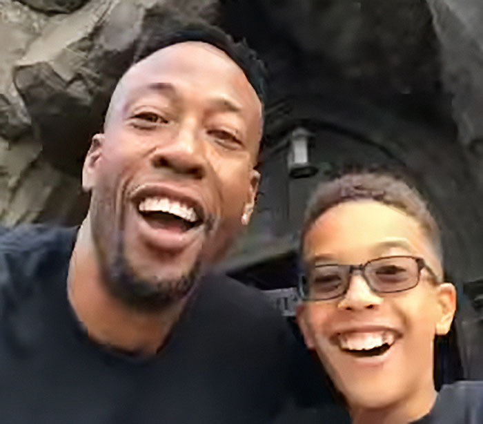 Celebrity chef and young boy smiling together outdoors, highlighting the dark side revealed in family tragedy case.