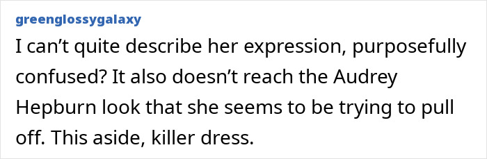 Screenshot of a fan comment expressing mixed feelings about Ariana Grande&rsquo;s appearance in her Wicked role.