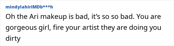 Comment expressing concern about Ariana Grande's Wicked role and its impact on her appearance and wellbeing.