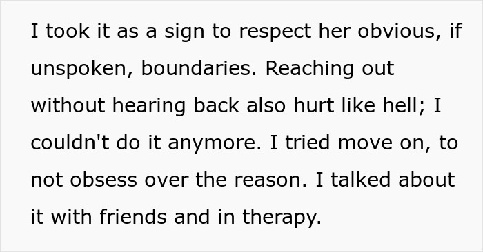 Text excerpt discussing respecting boundaries and coping with no contact from a best friend before any potential returns.