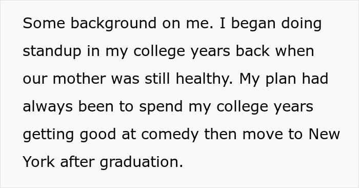 Text excerpt about caretaker sacrificing career and facing frustration from constant guilt trips by sister.