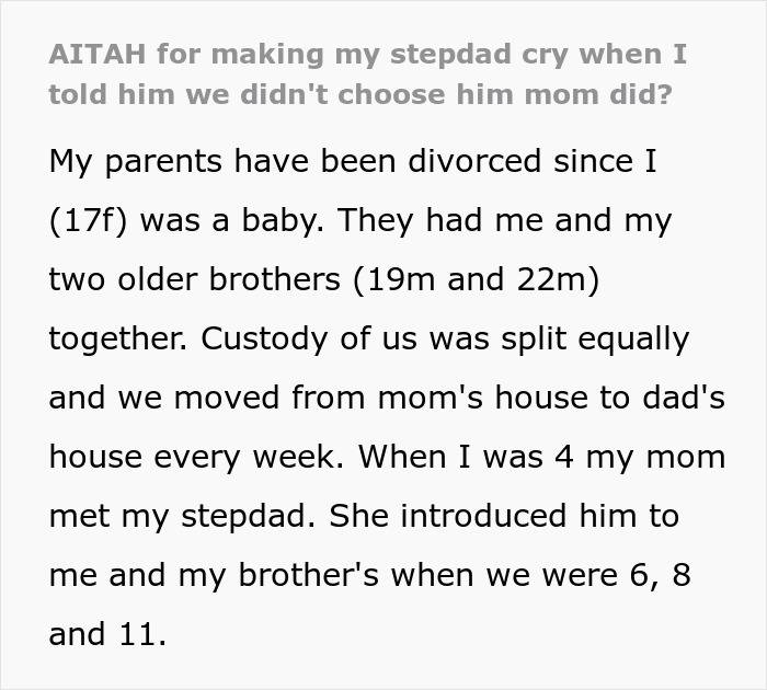 Teen shares story about stepdad trying to displace bio dad, but his efforts to win kids' hearts continue to fail.