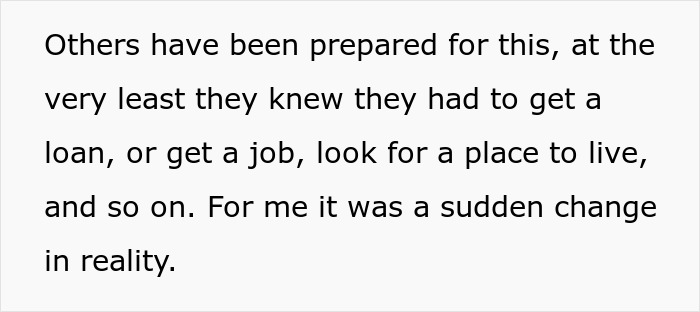 Text excerpt about sudden life changes related to mom affair college money dad and financial challenges faced.