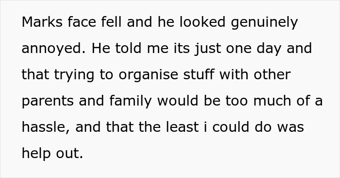 Text excerpt showing a guy annoyed about being seen as a free babysitter for his girlfriend's son.