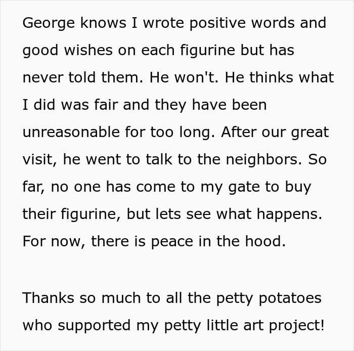 Text excerpt describing a woman&rsquo;s unexpectedly savage revenge on a petty neighbor causing neighborhood tension.