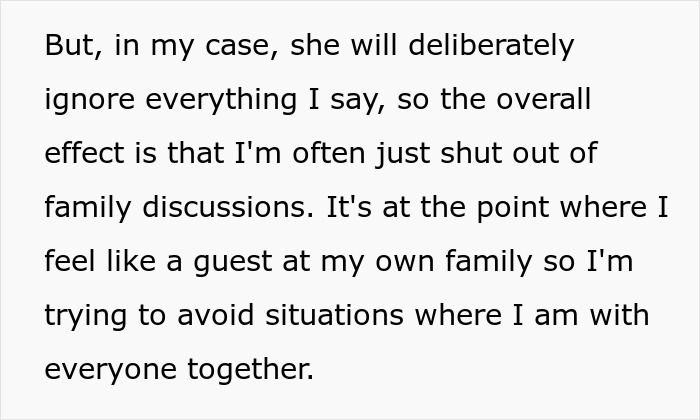 Man suffers teenager&rsquo;s rude attitude for years, feeling ignored and isolated within his own family discussions.