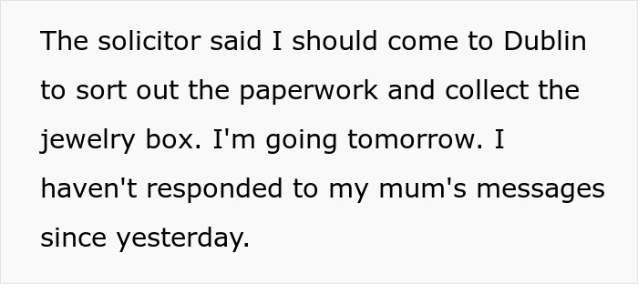 Text about a mom preventing solicitor from contacting daughter regarding grandma’s inheritance and protecting her privacy. Text about a mom preventing solicitor from contacting daughter regarding grandma’s inheritance and protecting her privacy.
