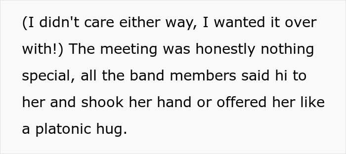 Text excerpt showing a guy mocking his girlfriend&rsquo;s excitement over meeting a K-Pop band and her reaction to it.