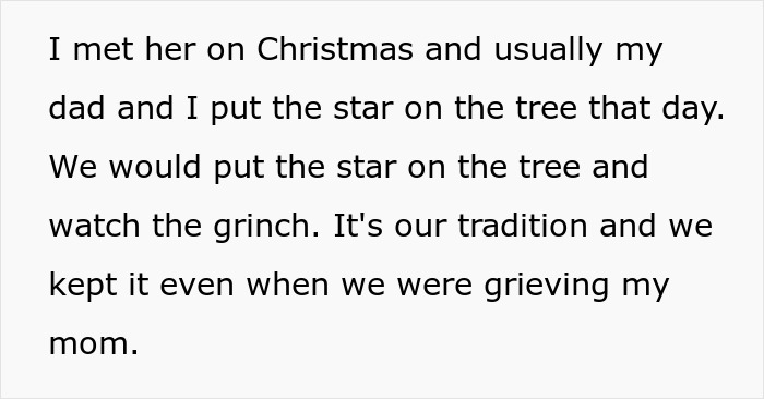 Text about a teen&rsquo;s experience with family traditions and grief after dad&rsquo;s choice sparks adoption questions.