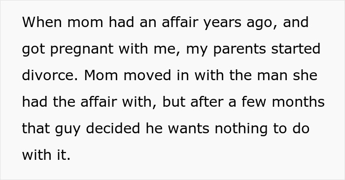 Text about mom affair and its impact on college money and dad in a family relationship context.