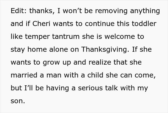 Text from a social media post discussing a jealous wife demanding removal of her hubby&rsquo;s ex pictures from his mom&rsquo;s house.