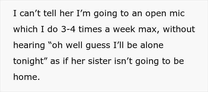 Text showing frustration of a caretaker dealing with constant guilt trips while sacrificing career and personal time.