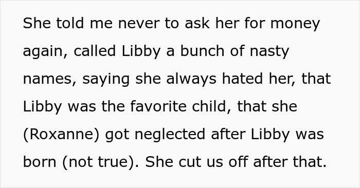 Text excerpt showing family conflict where a lady neglected siblings and faces their anger after 4 years.