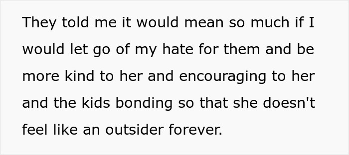 Text about letting go of hate for the cheating husband’s mistress and encouraging bonding with the kids. Text about letting go of hate for the cheating husband’s mistress and encouraging bonding with the kids.