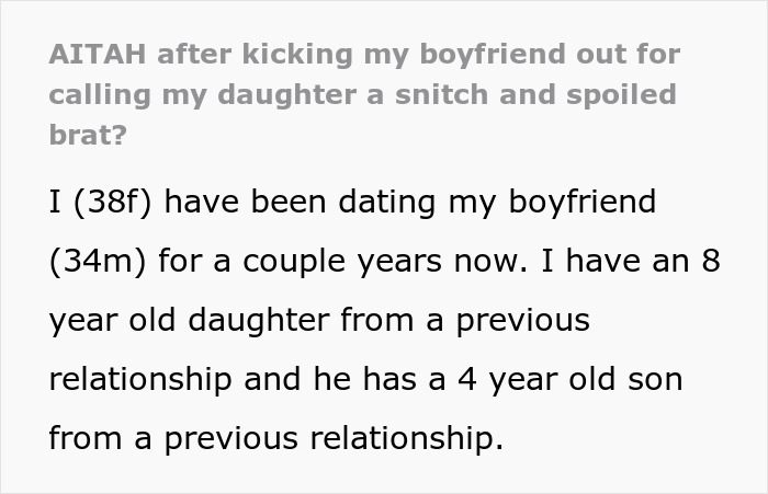 Text excerpt discussing a mother dating her boyfriend and issues involving her daughter being called a snitch. Text excerpt discussing a mother dating her boyfriend and issues involving her daughter being called a snitch.