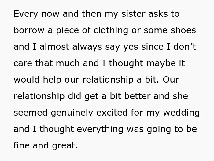 Sister plays dress up with fancy bridal gown while bride is told she should buy a cheaper wedding dress.