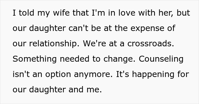 Man feeling hurt as wife prioritizes work over family, leading to him feeling like a single parent to their 10-year-old child.