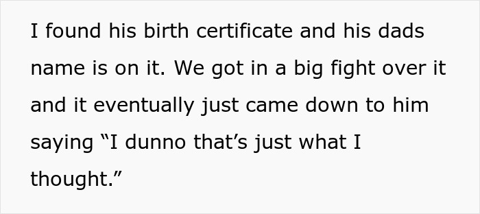 Text excerpt showing a wife discovering the truth after her husband lies about his master&rsquo;s degree claim.