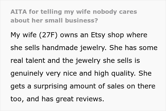 Text excerpt about Etsy artist owned shop selling handmade jewelry, highlighting Etsy artist self-promotion and family event discomfort. Text excerpt about Etsy artist owned shop selling handmade jewelry, highlighting Etsy artist self-promotion and family event discomfort.