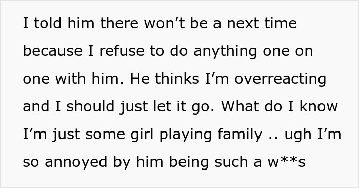 Text expressing frustration from a woman upset after her ex blew up on her bonding with their son.