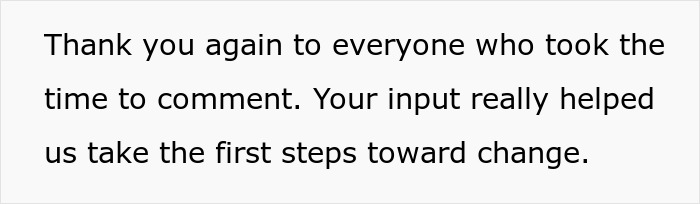 Text expressing gratitude for comments and support in making progress with husband retirement children finances decisions.