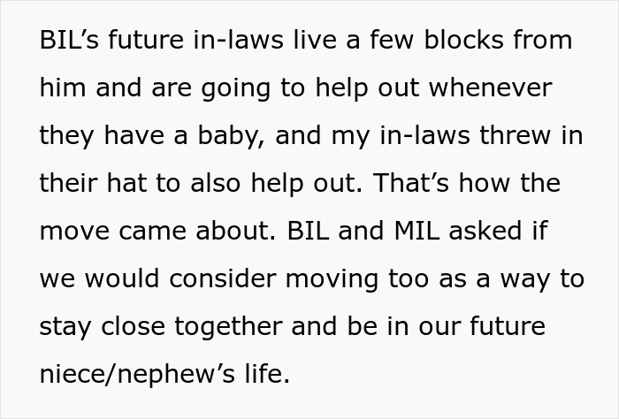 Text excerpt about in-laws helping with a baby and moving closer to support family during holidays and illness. Text excerpt about in-laws helping with a baby and moving closer to support family during holidays and illness.